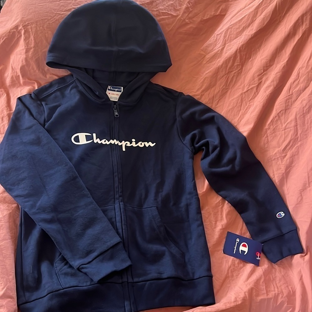 Boys Champion‎ Navy Blue zip up Hoodie NWT 10/12